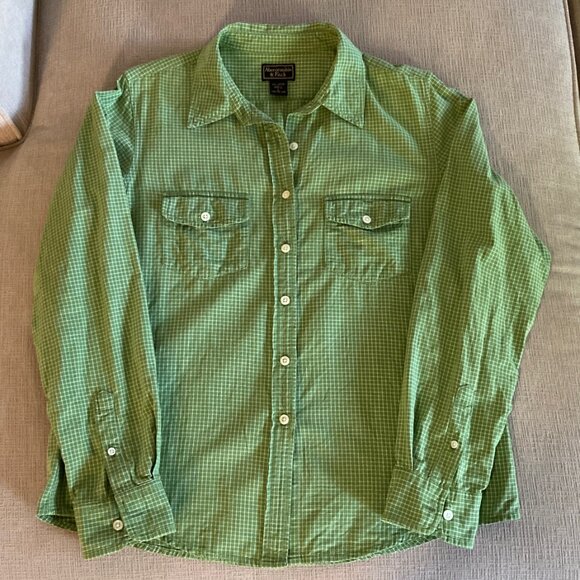 Abercrombie & Fitch Green Check Long Sleeve Button Down Shirt - Size Large - Picture 5 of 7